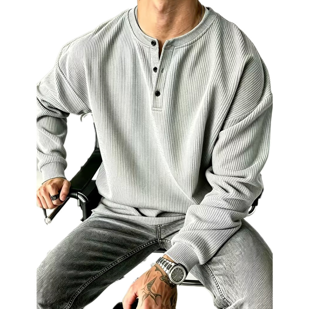Camden Ellis Henley Shirt - Light Grey - view 1
