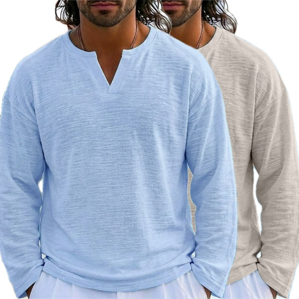 Caspian Drake Notched-V Tee - Blue - view 2