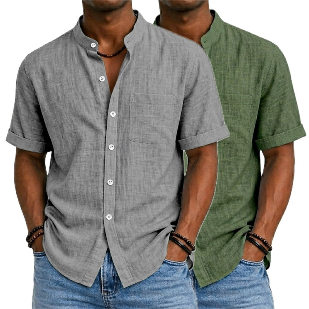 Dorian Hayes Mandarin-Collar Shirt - Grey - view 2