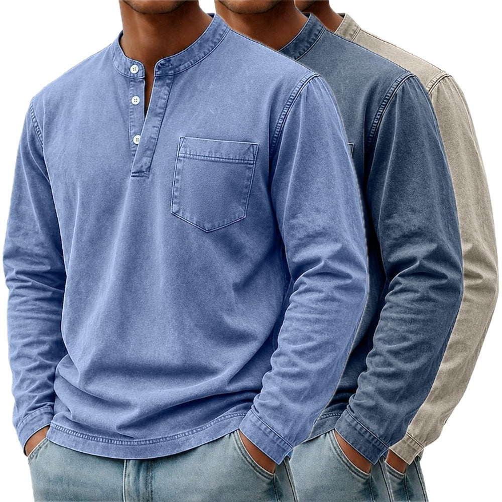 Edgar Cillian Henley Shirt - Blue - view 2