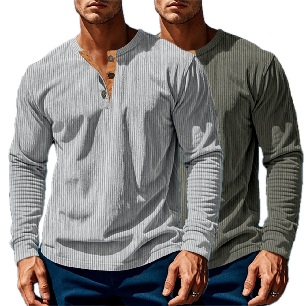 Micah Ellis Textured Henley - Green - view 2