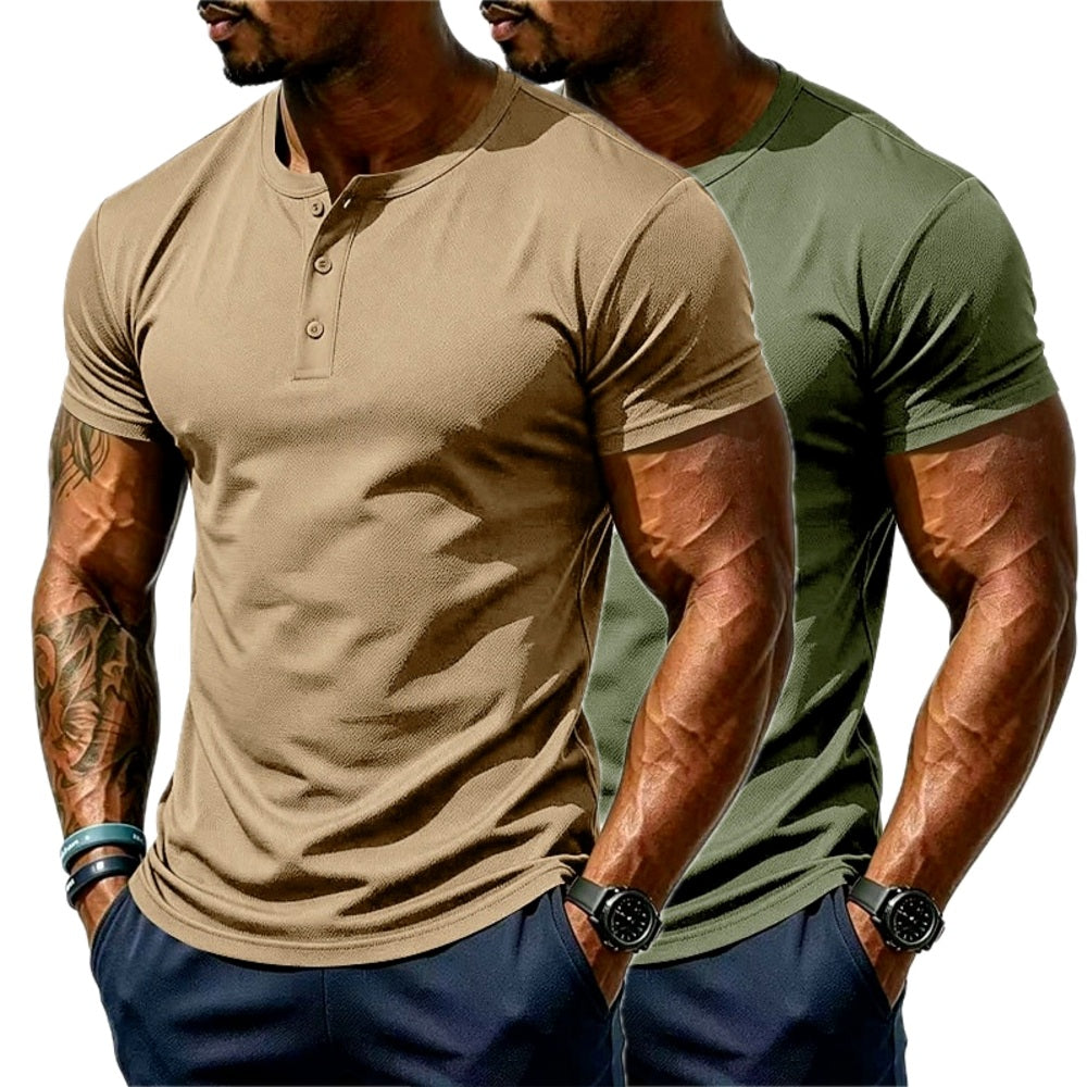 Ronan Vale Quick-Dry Henley - Khaki - view 2
