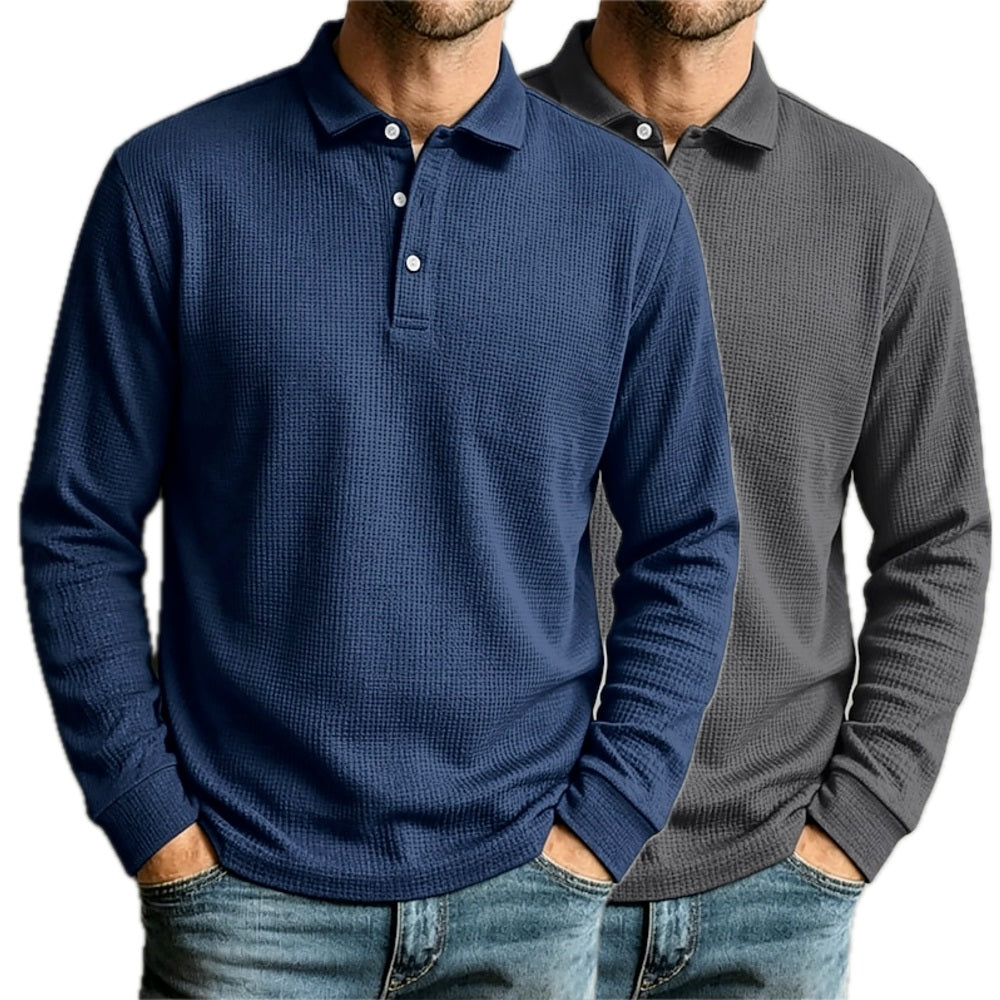 Tristan Pike Textured Polo - Navy - view 2
