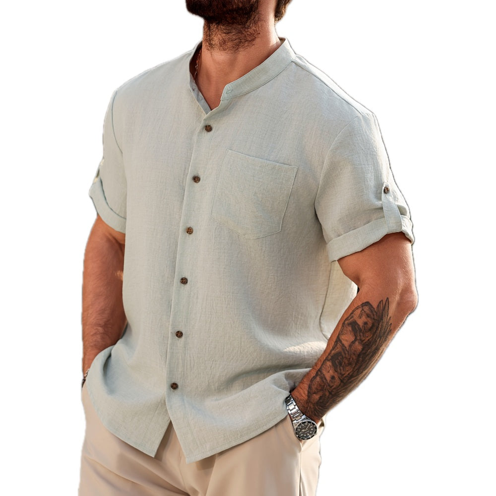 Adrian Cole Mandarin Shirt - Matcha Color - view 1