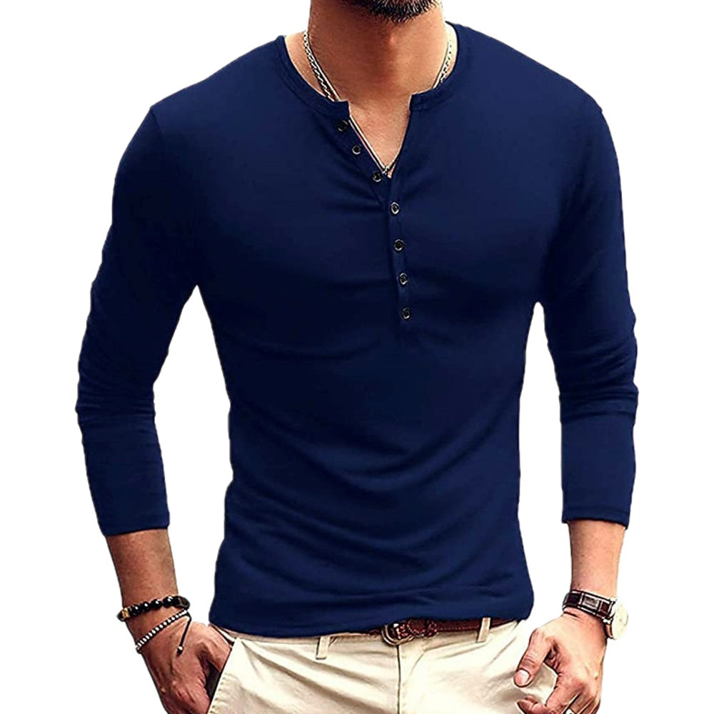 Alaric Stone Stand-Collar Tee - Blue - view 1