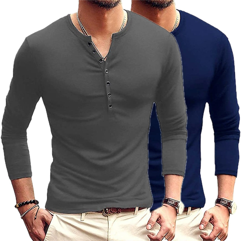 Alaric Stone Stand-Collar Tee - Blue - view 2