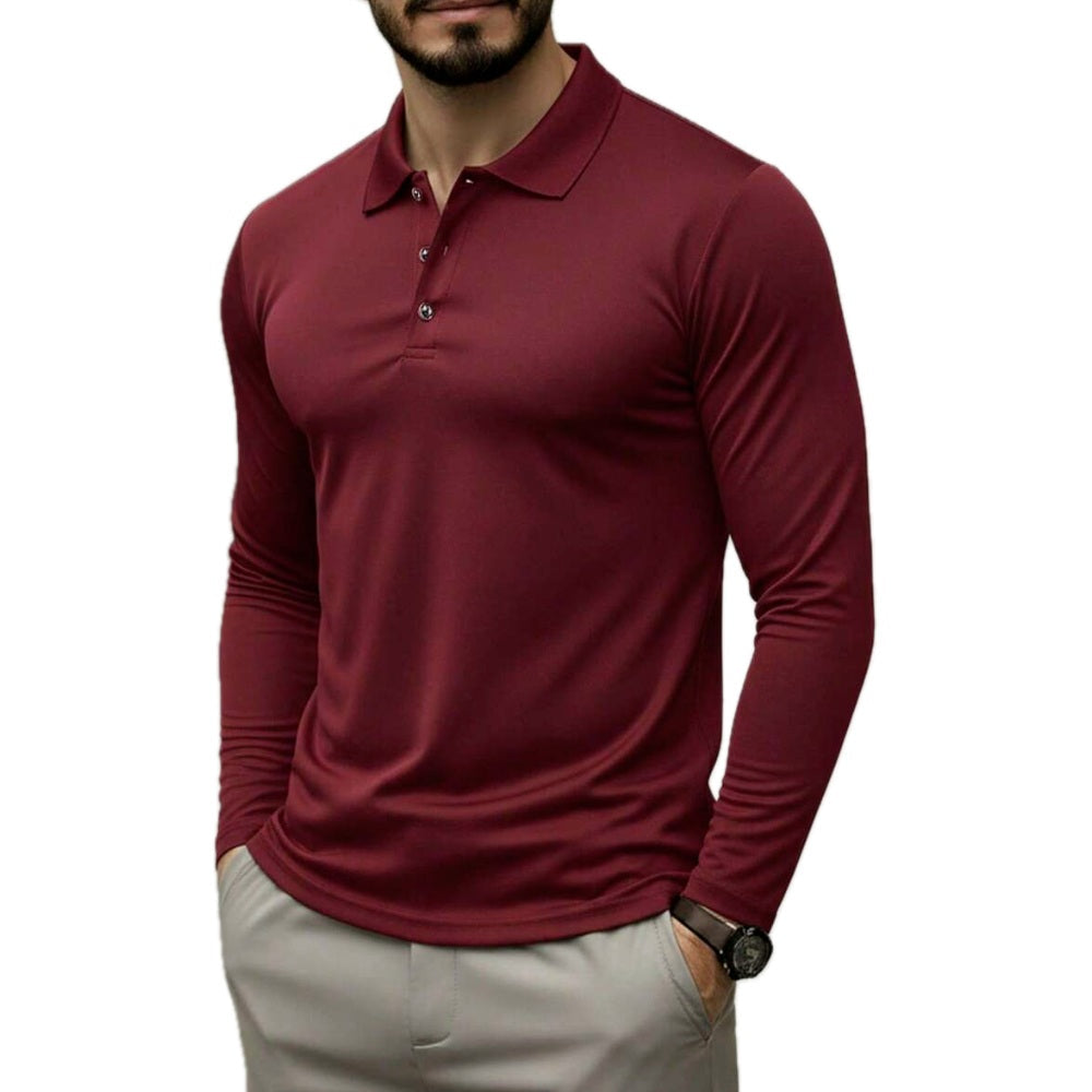 Alden Brooks Long-Sleeve Polo - Burgundy - view 1