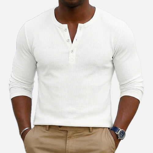 Alden Reid Ribbed Henley - White - view 1