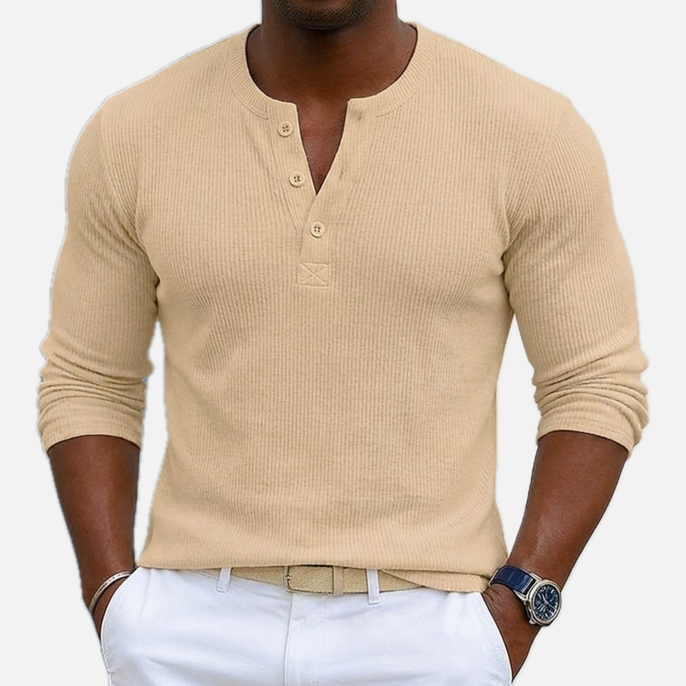 Alden Reid Ribbed Henley - White - view 2