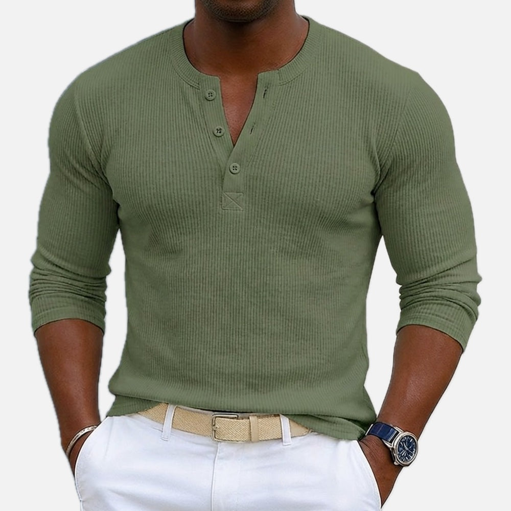 Alden Reid Ribbed Henley - White - view 3