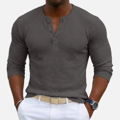 Alden Reid Ribbed Henley - White - view 4