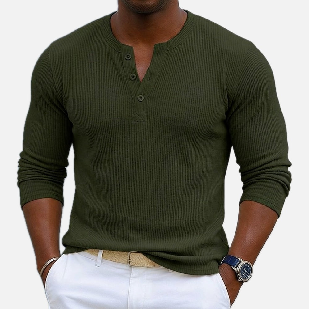 Alden Reid Ribbed Henley - White - view 6