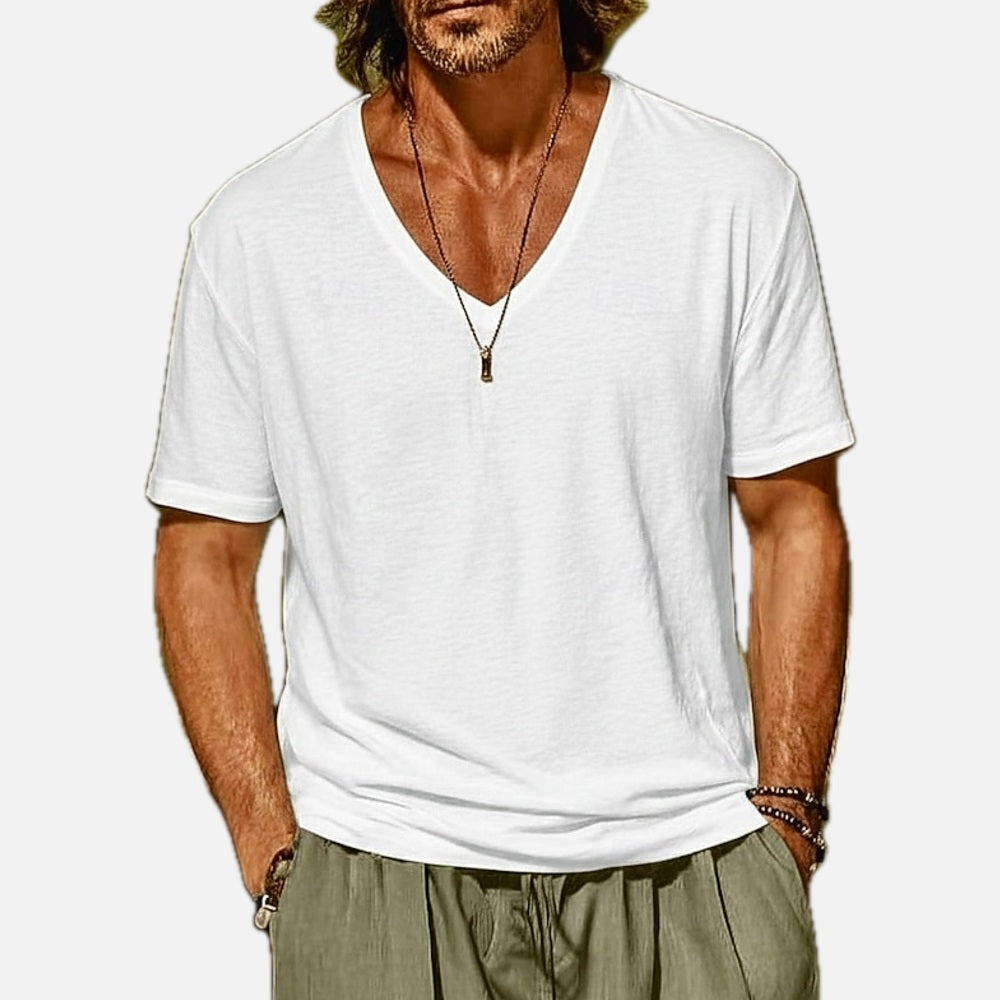 Arden Pike V-Neck Tee - White - view 1