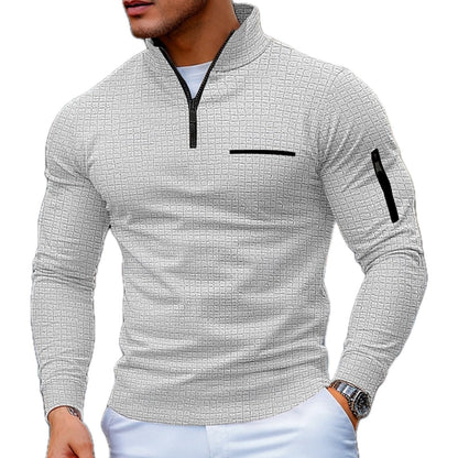 Arthur Sterling Textured Quarter-Zip Polo - Grey - view 1