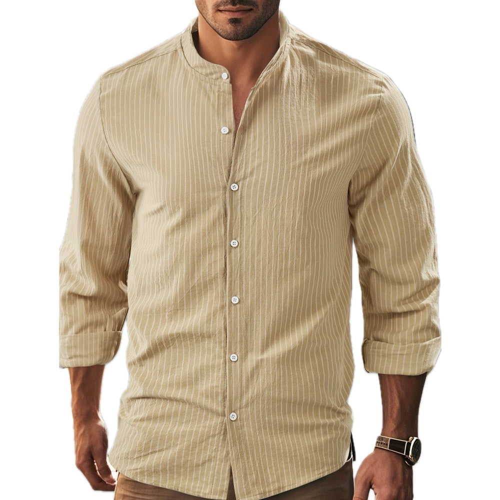 Blaise Mercer Stand-Collar Shirt - Beige - view 1