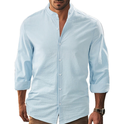 Blaise Mercer Stand-Collar Shirt - Blue - view 1