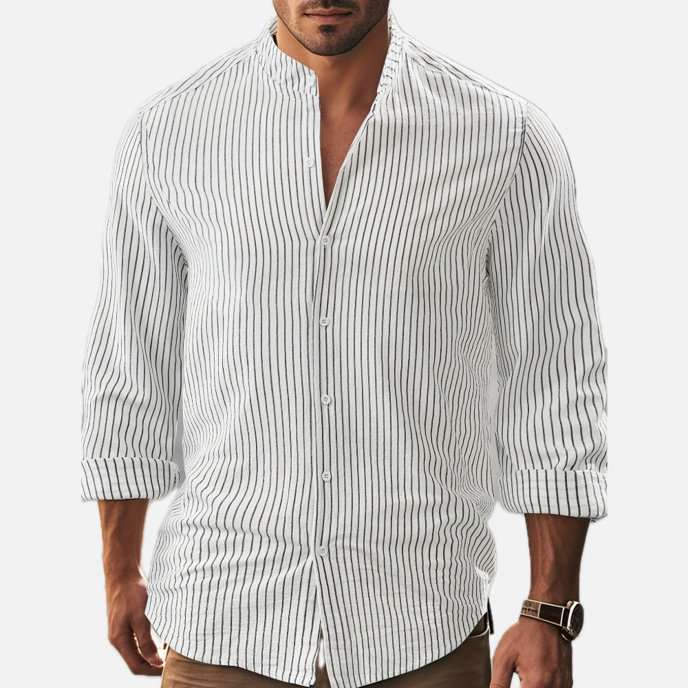 Blaise Mercer Stand-Collar Shirt - White - view 1
