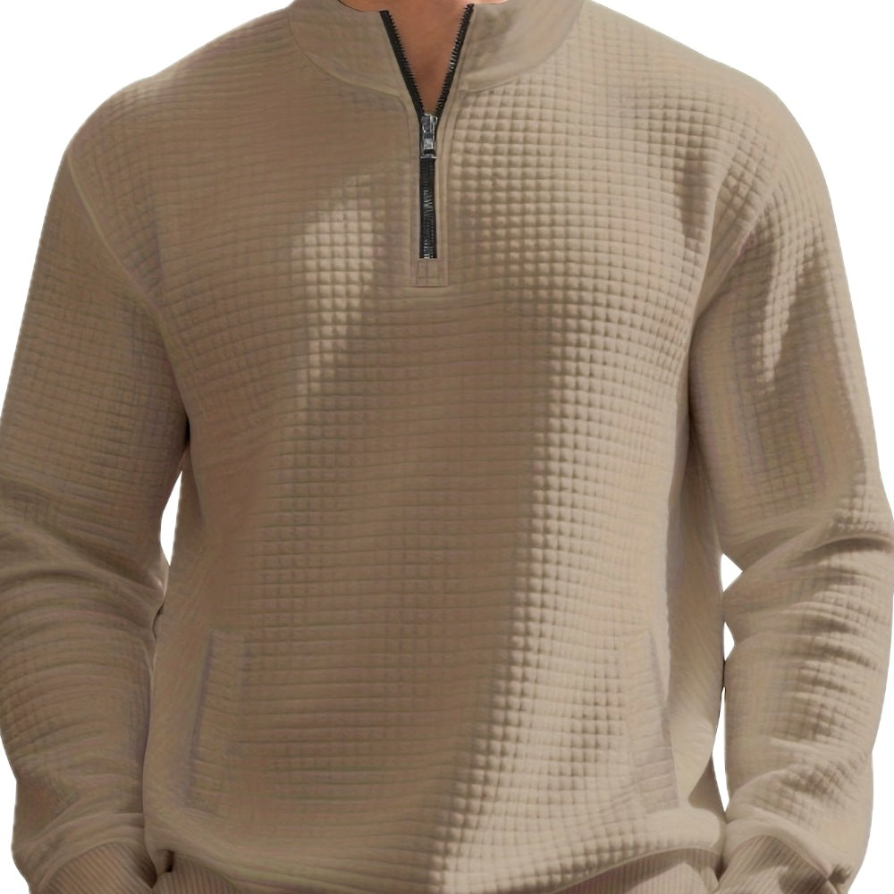 Caleb Owen Jacquard Sweatshirt - Khaki - view 1