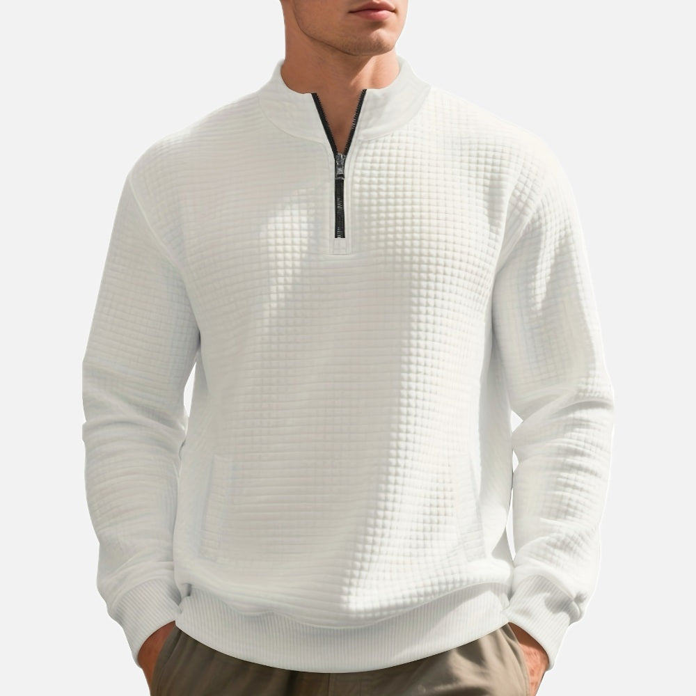 Caleb Owen Jacquard Sweatshirt - White - view 1