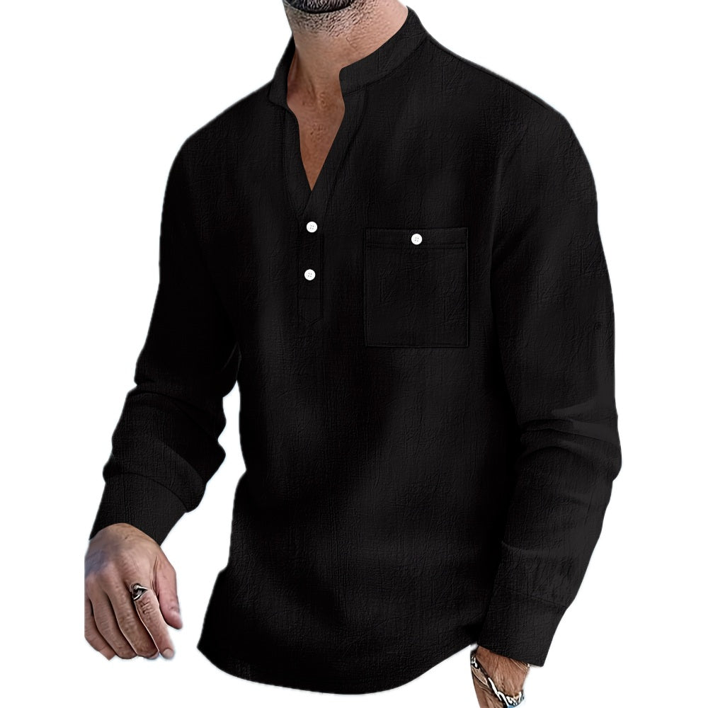 Callan Reese Henley Shirt - Black - view 1