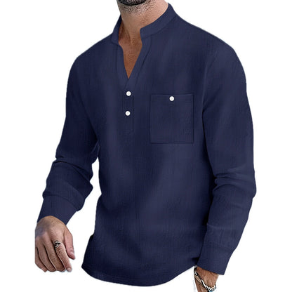 Callan Reese Henley Shirt - Navy - view 1