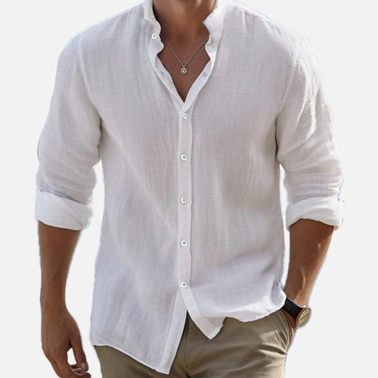 Callan Shaw Band-Collar Shirt - White - view 1