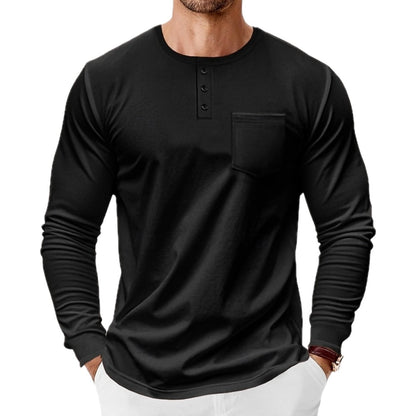 Callum Blake Pocket Henley - Black - view 1