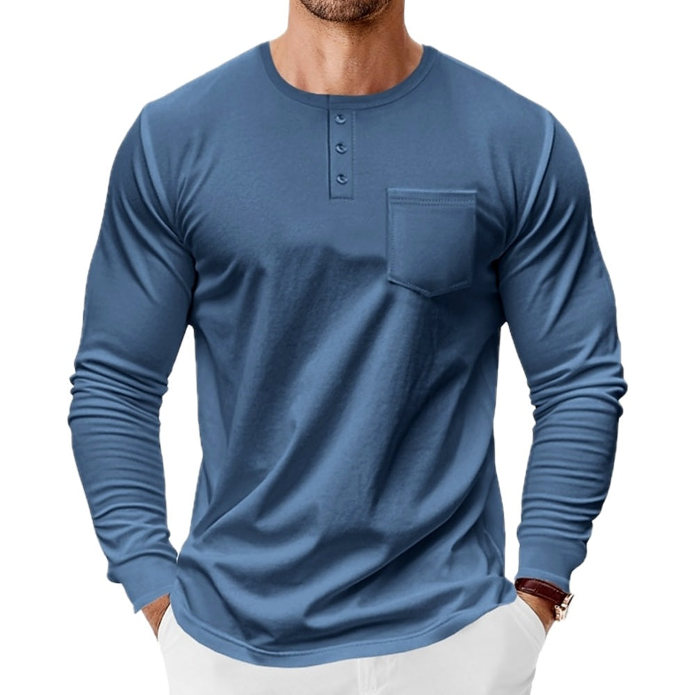 Callum Blake Pocket Henley - Blue - view 1