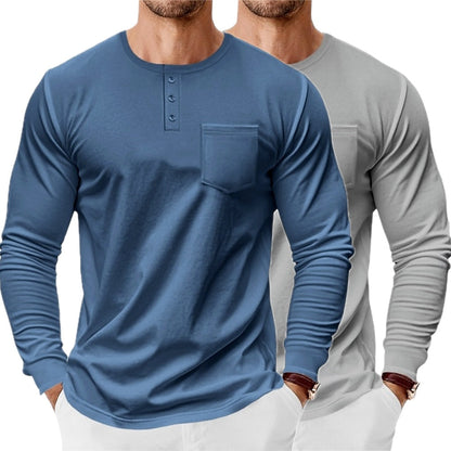 Callum Blake Pocket Henley - Blue - view 2