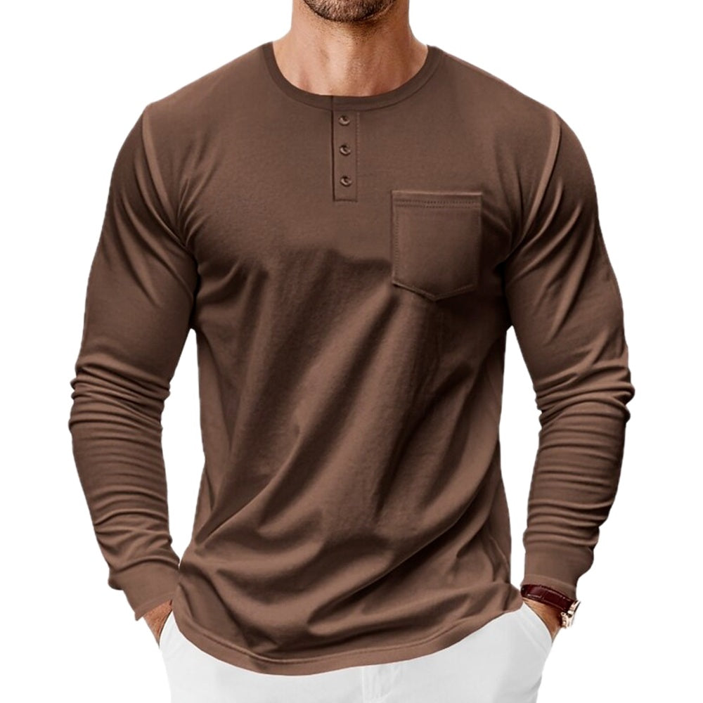 Callum Blake Pocket Henley - Brown - view 1