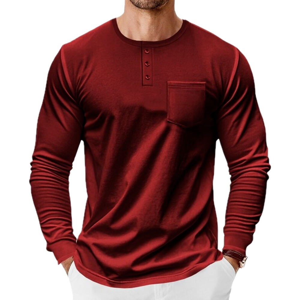 Callum Blake Pocket Henley - Red - view 1