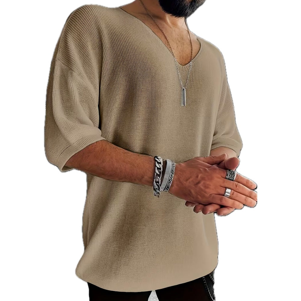 Callum Rhodes V-Neck Tee - Khaki - view 1