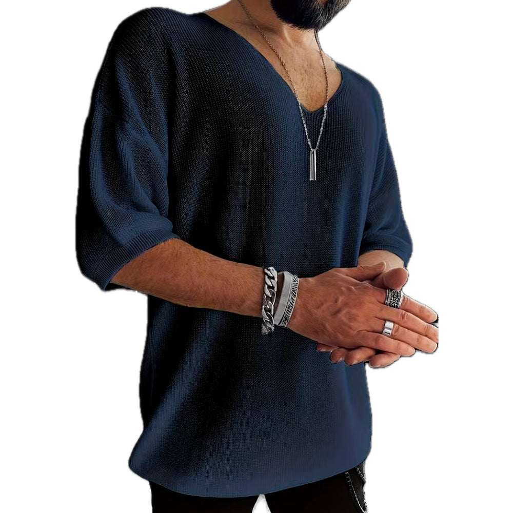 Callum Rhodes V-Neck Tee - Navy - view 1
