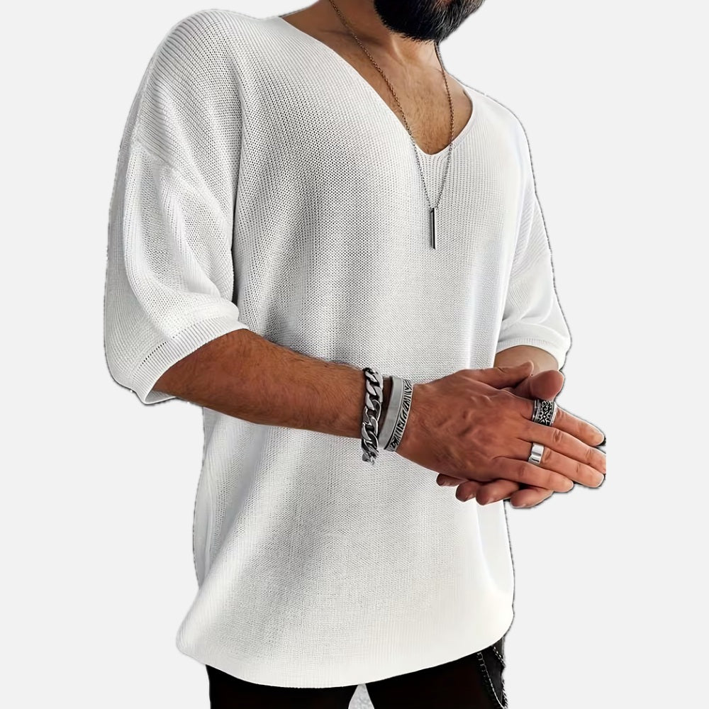Callum Rhodes V-Neck Tee - White - view 1