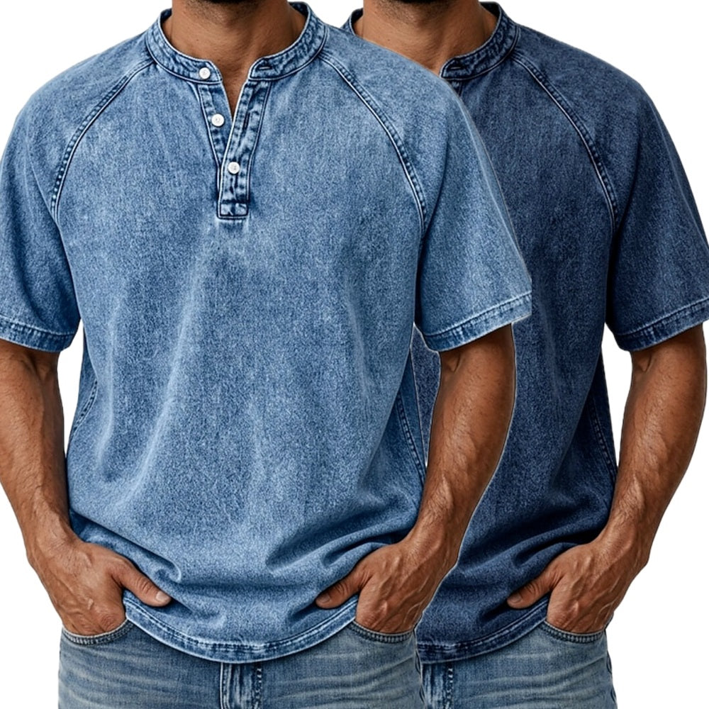 Calvin Everett Henley Shirt - Blue - view 2