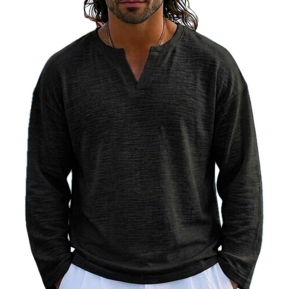 Caspian Drake Notched-V Tee - Black - view 1