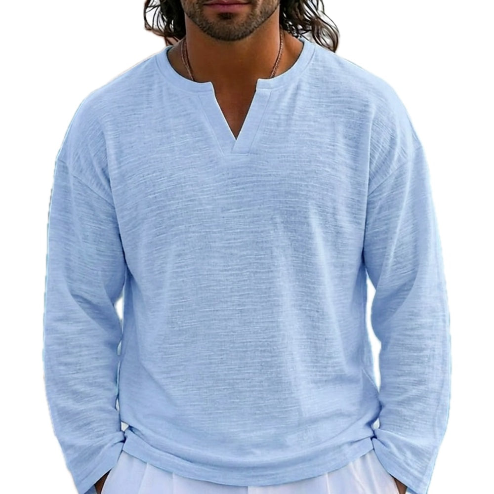 Caspian Drake Notched-V Tee - Blue - view 1