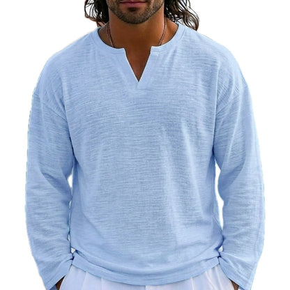 Caspian Drake Notched-V Tee - Blue - view 1