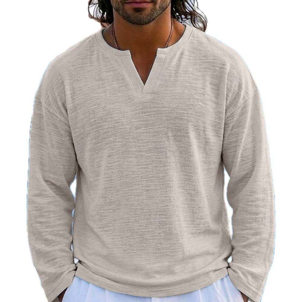 Caspian Drake Notched-V Tee - Khaki - view 1