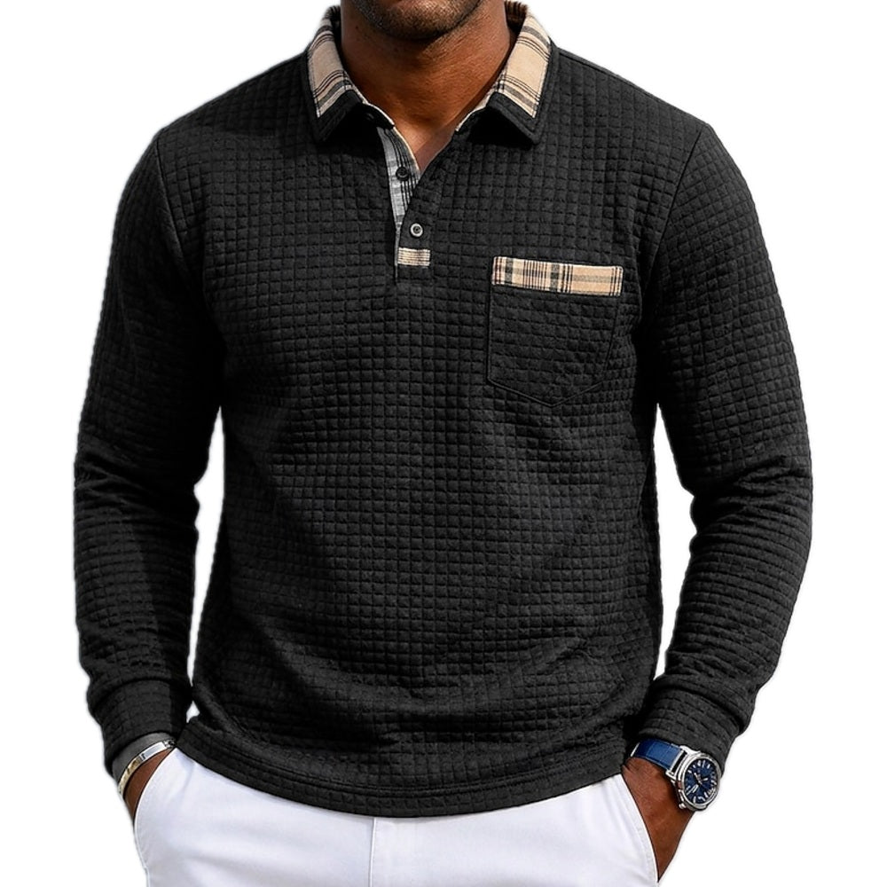 Caspian Drake Quarter-Zip Polo - Black - view 1