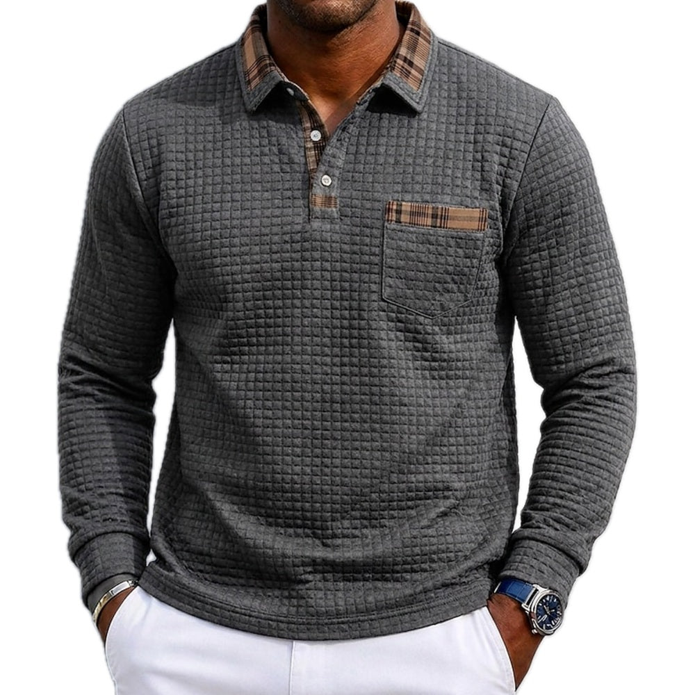 Caspian Drake Quarter-Zip Polo - Grey - view 1
