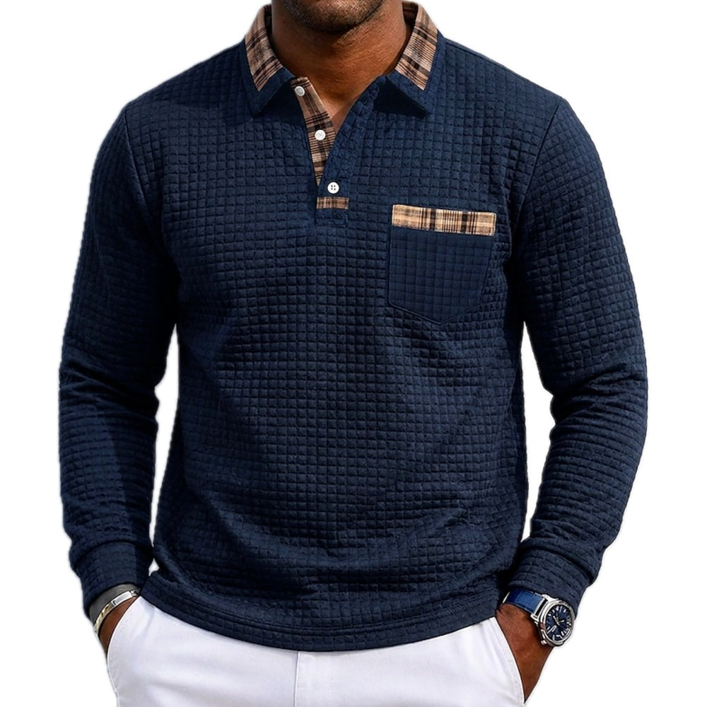 Caspian Drake Quarter-Zip Polo - Navy - view 1