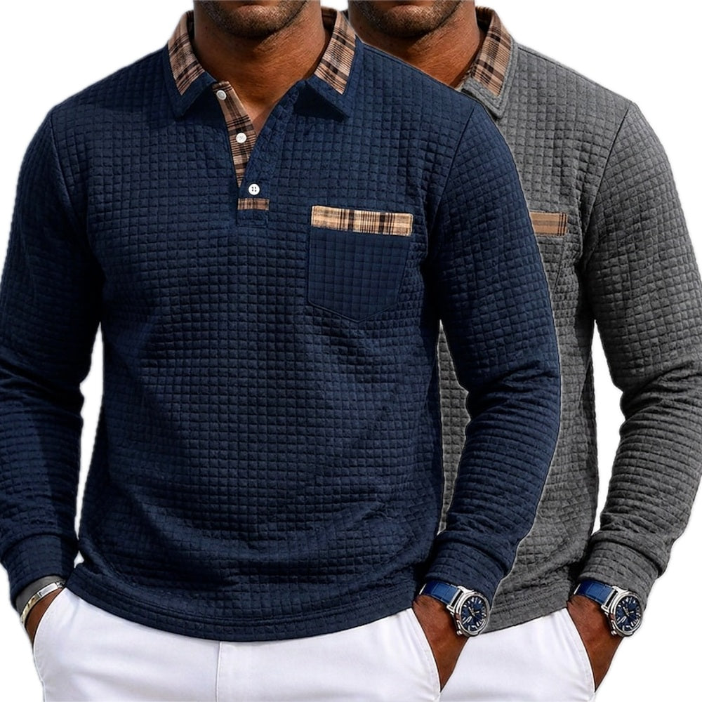 Caspian Drake Quarter-Zip Polo - Navy - view 2