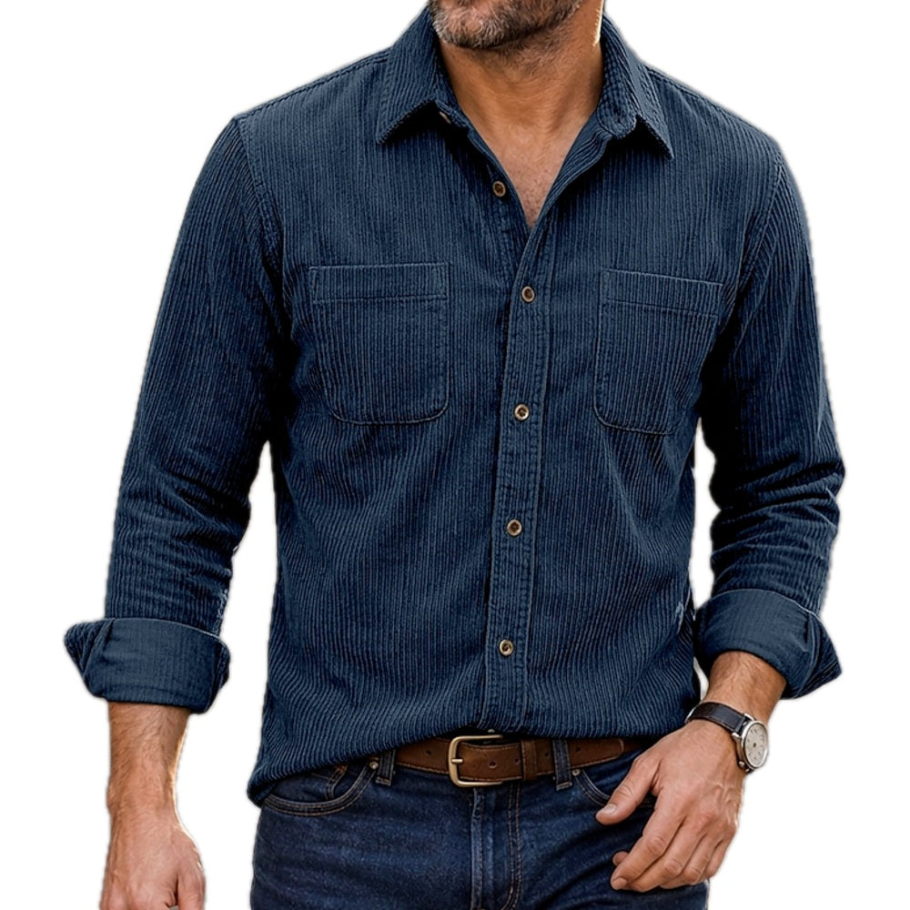 Cillian Reed Button-Up Shirt - Navy - view 1