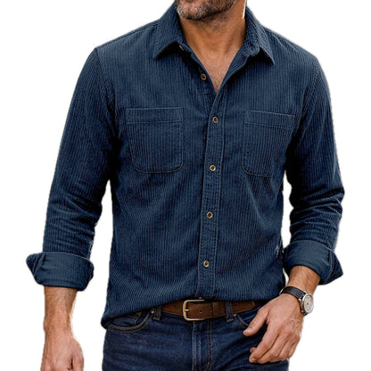 Cillian Reed Button-Up Shirt - Navy - view 1