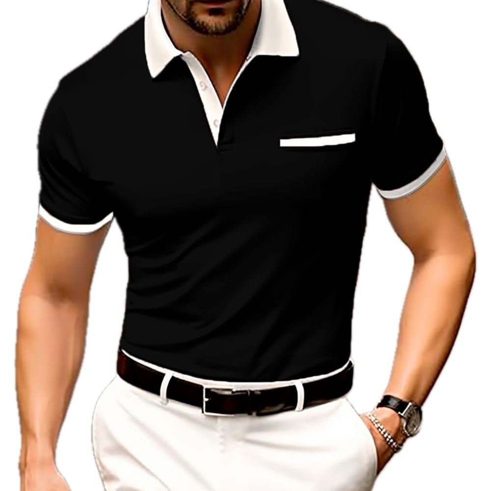 Damon Reid Ribbed-Collar Polo - Black - view 1