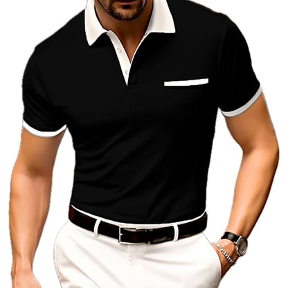 Damon Reid Ribbed-Collar Polo - Black - view 1