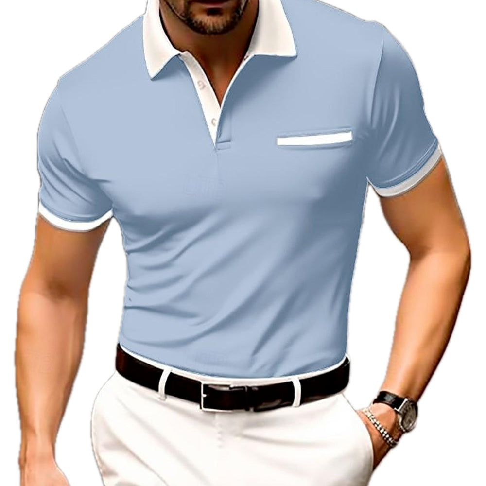 Damon Reid Ribbed-Collar Polo - Blue - view 1