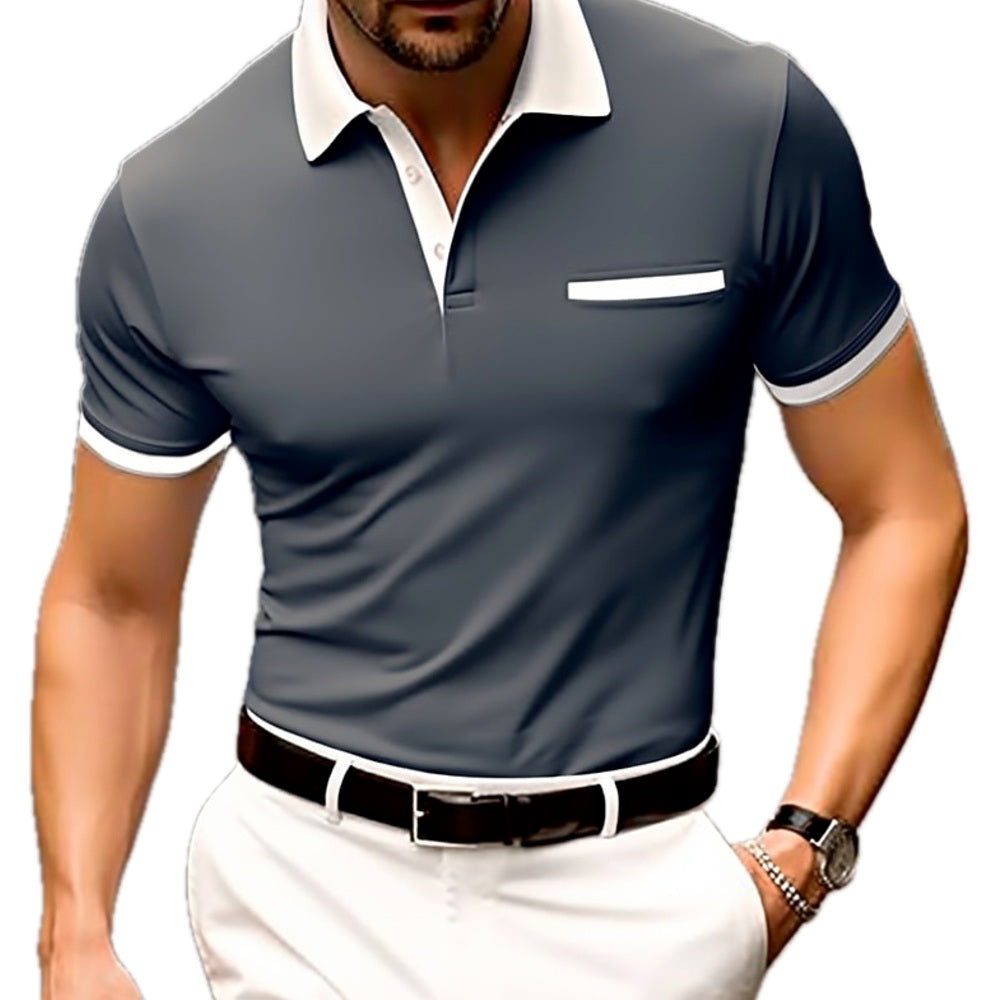 Damon Reid Ribbed-Collar Polo - Grey - view 1