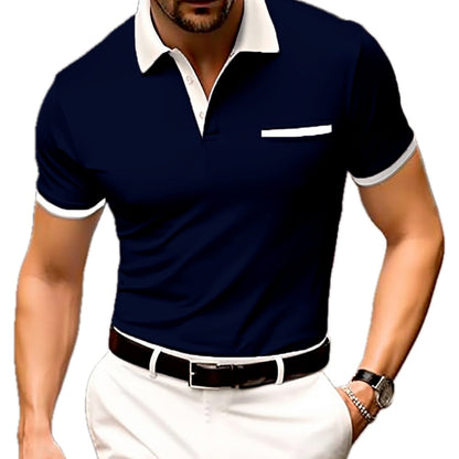 Damon Reid Ribbed-Collar Polo - Navy - view 1